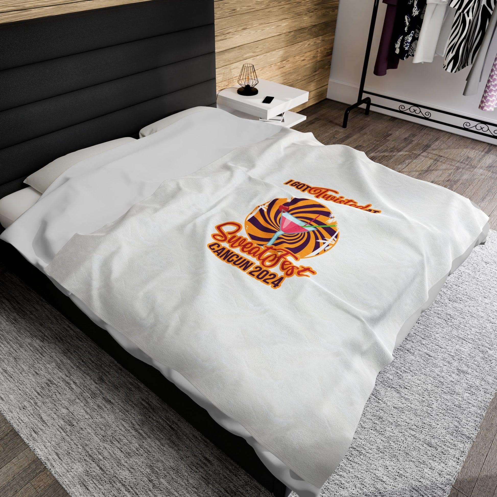 Just Boujee SweatFest Cancun 2024 Velveteen Plush Blanket-Just Boujee Coffee