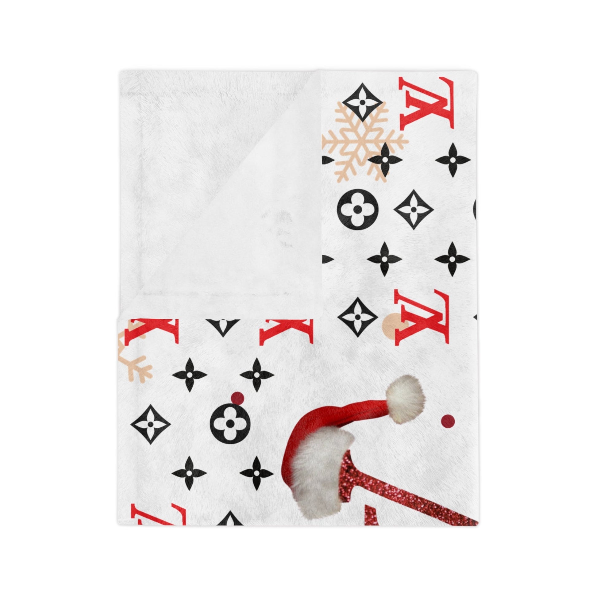 Boujee LV Christmas Velveteen Microfiber Blanket-Just Boujee Coffee